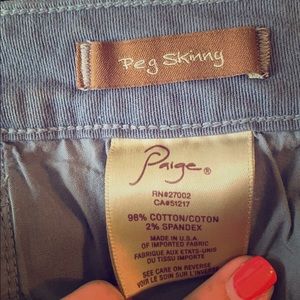 Paige denim jeans size 26 , peg skinny jeans